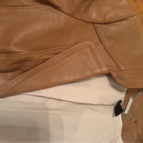 Women's Caramel Brown Leather Jacket - Picture 5 of 8